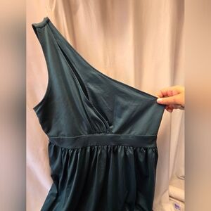 Elegant One Shoulder Teal Dress